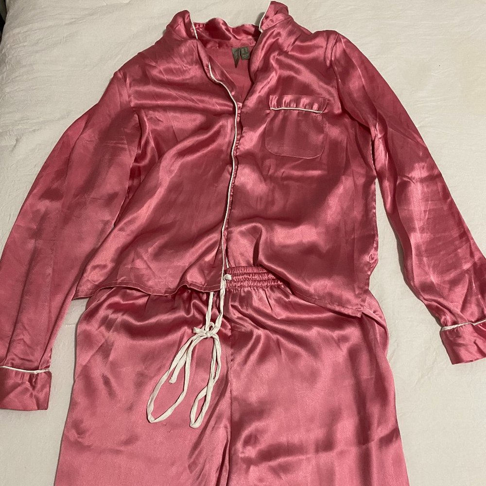 ASOS Satin pajama set hot pink
